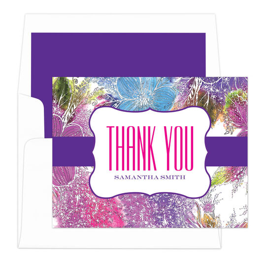 Purple Pansy Thank You Folded Note Cards